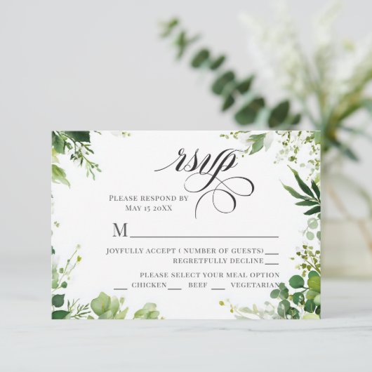 Grens van Greenery Willow RSVP Kaartje (Staand voorkant)