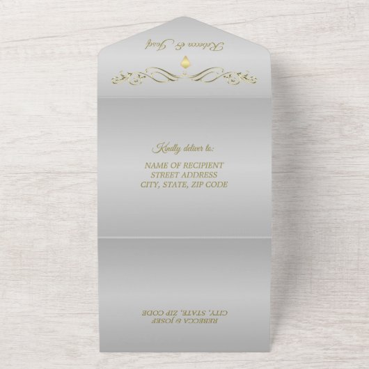 grens van Luxury Silver All In One Uitnodiging (Buitenkant)