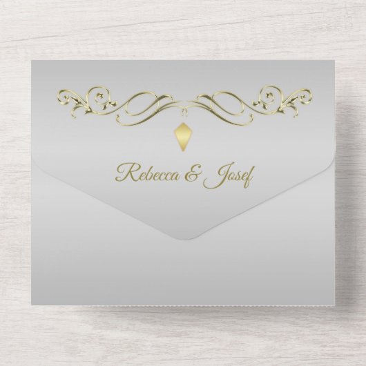  grens van Luxury Silver All In One Uitnodiging (Achterkant)