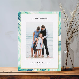 grens voor gehakt vlees   Hanukkah Photo Gold Folie Feestdagenkaart