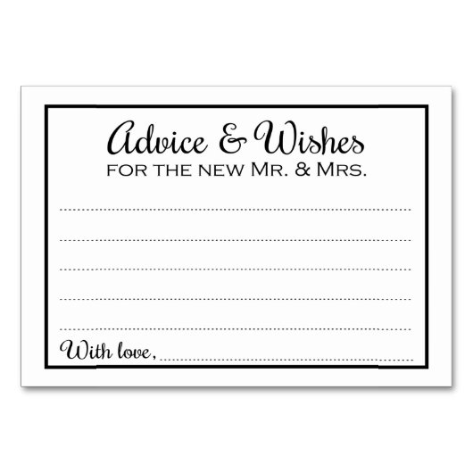 Grensadvies & wensen voor nieuwe Mr. Mrs. Kaarten (Voorkant)