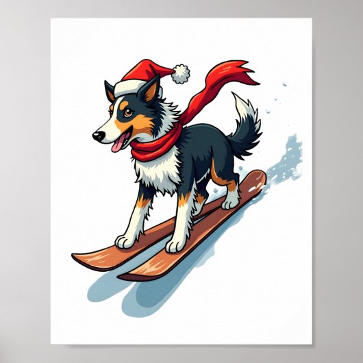Grenscollie-snowboarder Poster (Voorkant)