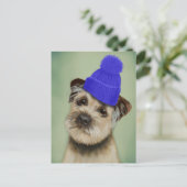 Grensdrager met blauw Pet voor Klossen Briefkaart (Staand voorkant)