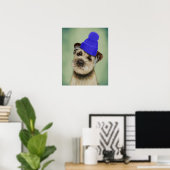 Grensdrager met blauw Pet voor Klossen Poster (Thuiskantoor)