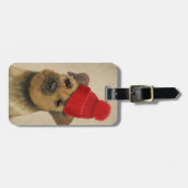 Grensdrager met Pet met rode klossen Bagagelabel (Voorkant horizontaal)