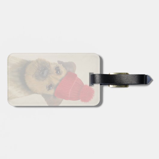 Grensdrager met Pet met rode klossen Bagagelabel (Achterkant horizontaal)