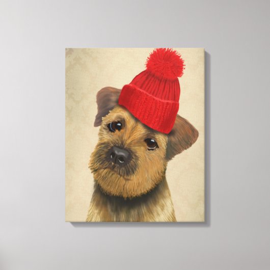 Grensdrager met Pet met rode klossen Canvas Afdruk (Voorkant)