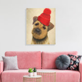 Grensdrager met Pet met rode klossen Canvas Afdruk (Insitu (Woonkamer))