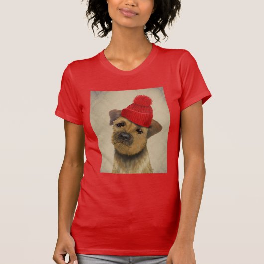 Grensdrager met Pet met rode klossen T-shirt (Voorkant)