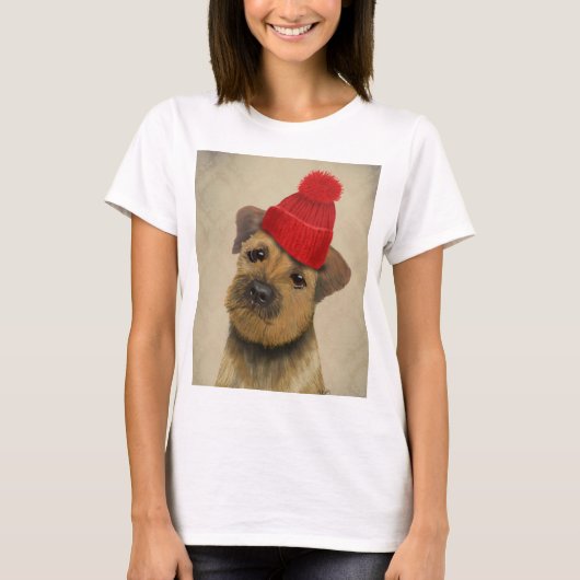 Grensdrager met Pet met rode klossen T-shirt (Voorkant)