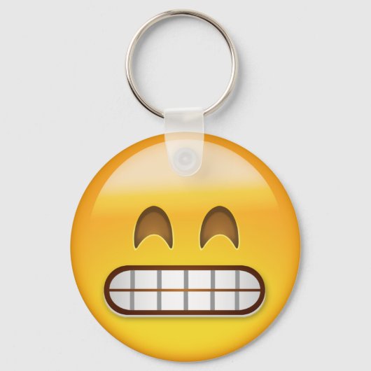 Grensgezicht met glimlachend oog Eyes Emoji Sleutelhanger (Voorkant)