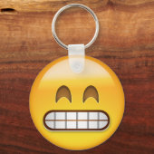 Grensgezicht met glimlachend oog Eyes Emoji Sleutelhanger (Voorkant)
