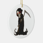 Grensgrim Reaper met Red Eyes Holding Scythe Keramisch Ornament (Rechts)