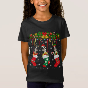 Grenskolonie in Sock Xmas Reindeer Santa ELF Dog T-shirt