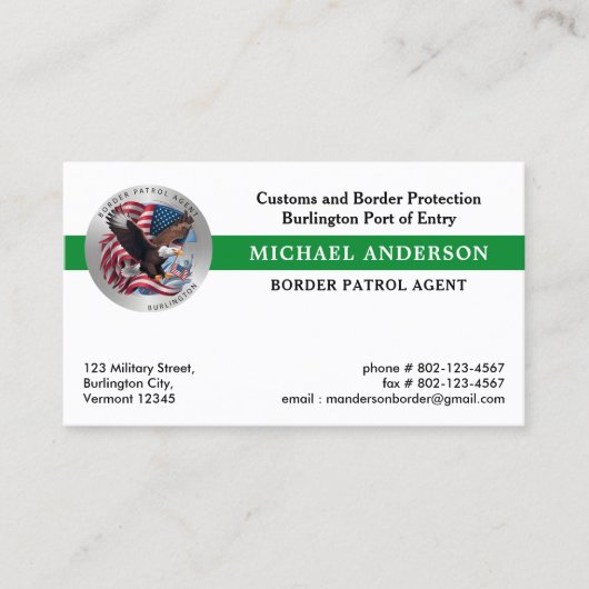 Grenspatrouille Custom Military Federal Police Log Visitekaartje (Voorkant)