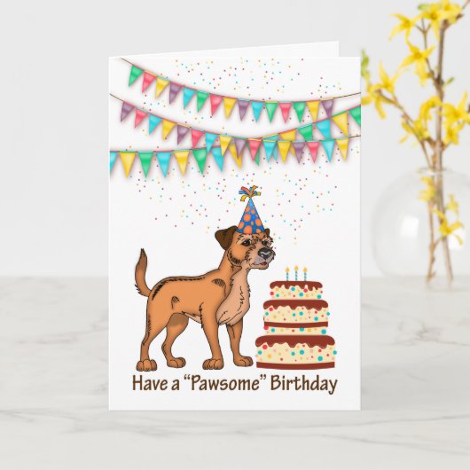 Grenswerper van de hond van de verjaardag met de k kaart (Gele Bloem)