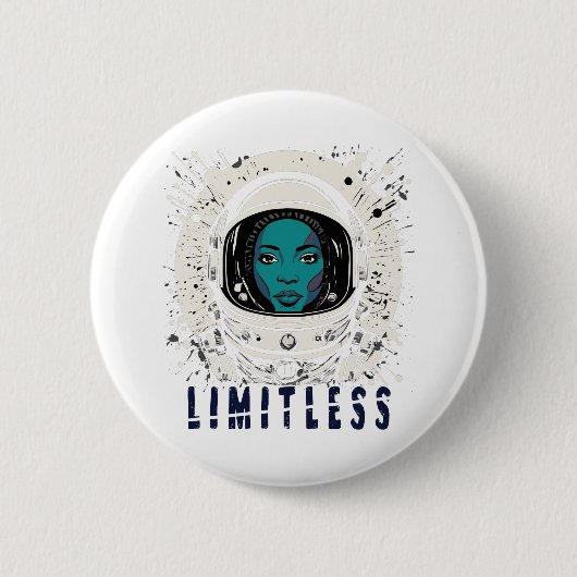 Grenzeloos Ruimtemeisje – Futuristische Kosmische Ronde Button 5,7 Cm (Voorkant)