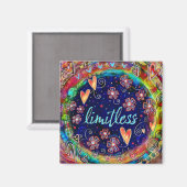 Grenzeloze Floral Heart Moderne Inspirivity Magneet (Voorkant / Achterkant)