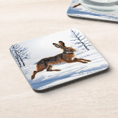 Grenzeloze Haas Vrijheid in Sneeuw Bier Onderzetter (Linkerzijde)