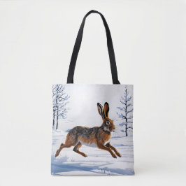 Grenzeloze Haas Vrijheid in Sneeuw Tote Bag
