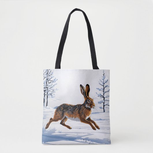 Grenzeloze Haas Vrijheid in Sneeuw Tote Bag (Voorkant)