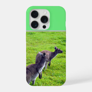 Grenzeloze Horizonten: Grijze Kangoeroes op Grasvl iPhone 15 Pro Case