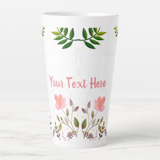 Grenzen, bladeren en bloemen latte mok (Voorkant)