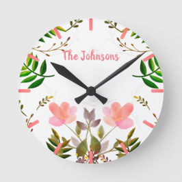 Grenzen, bladeren en bloemen ronde klok