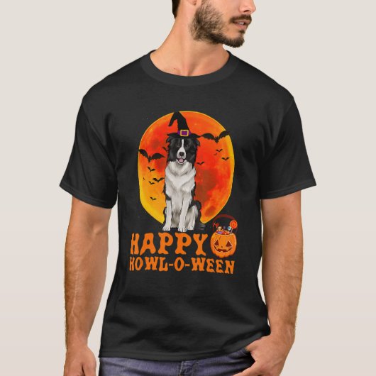 Grenzen Collie Dog Halloween Happy Howl o Do T-shirt (Voorkant)