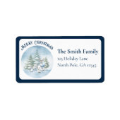 Grenzend aan Waterverf Woodland Animals Christmas Etiket (Voorkant)