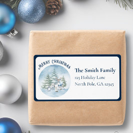 Grenzend aan Waterverf Woodland Animals Christmas Etiket