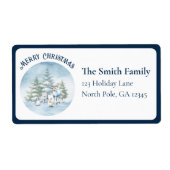 Grenzend aan Waterverf Woodland Animals Christmas Etiket (Voorkant)