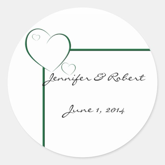 Grenzende harten in Emerald Green Ronde Sticker (Voorkant)