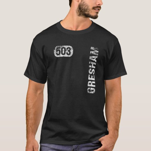Gresham Oregon 503 Area Code Retro T-shirt (Voorkant)