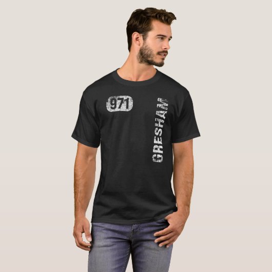 Gresham Oregon 971 Area Code  Retro T-shirt (Voorkant volledig)