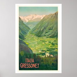 Gressoney Italy Italian State Railroad Vintage Poster