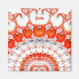 GRETA ~ Abstract patroon ~ Red Oranje~ Magneet