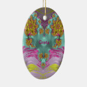 GRETA ~ EASTER EGG ~ Pink Yellow Aqua Fractal ~ Keramisch Ornament (Rechts)
