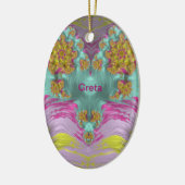 GRETA ~ EASTER EGG ~ Pink Yellow Aqua Fractal ~ Keramisch Ornament (Links)