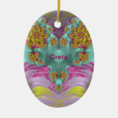 GRETA ~ EASTER EGG ~ Pink Yellow Aqua Fractal ~ Keramisch Ornament (Voorkant)