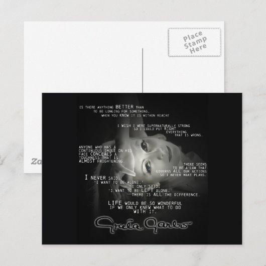 Greta Garbo Quote Post Kaart (Voorkant / Achterkant)