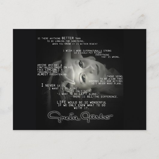 Greta Garbo Quote Post Kaart (Voorkant)