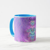 GRETA ~ GLANZEND 3D Glanzend Groen Paarse Blauw ~  Mok (Voorkant links)