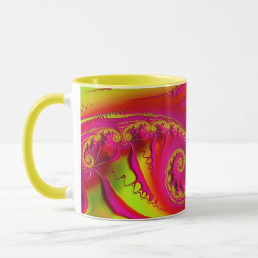 GRETA ~ HOT CRAZY 3D Fractal ~ Roze rode gele Mok (Links)