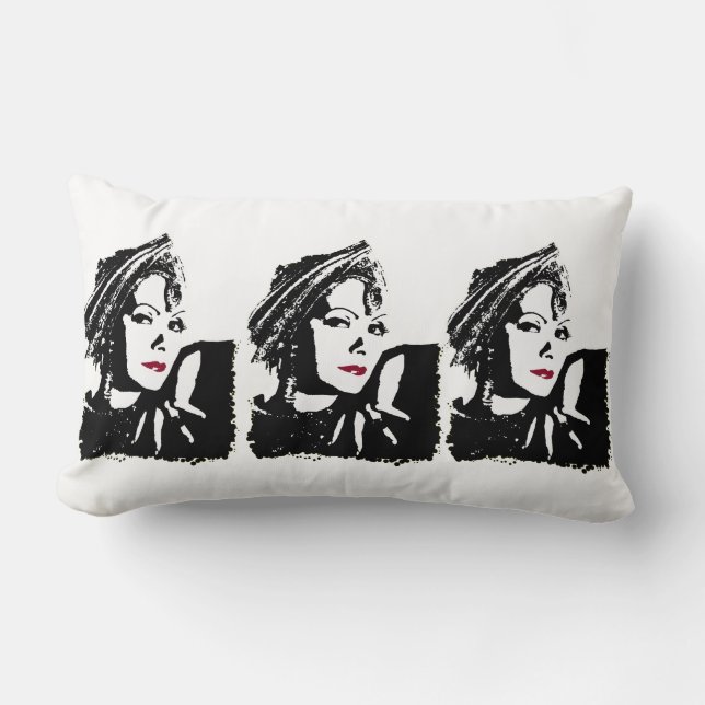 Greta in Black en White Lumbar Cushion Kussen (Voorkant)