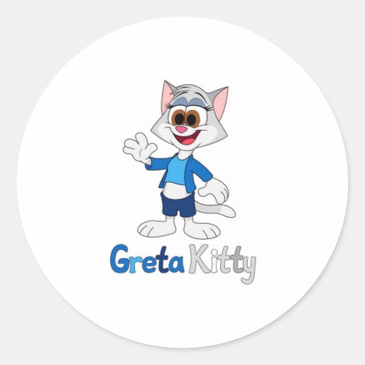 Greta Kitty Ronde Sticker (Voorkant)