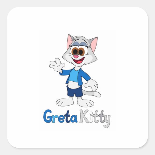 Greta Kitty Vierkante Sticker (Voorkant)