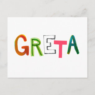 Greta leuke kleurrijke woordkunstcadeaus voor Gret Briefkaart
