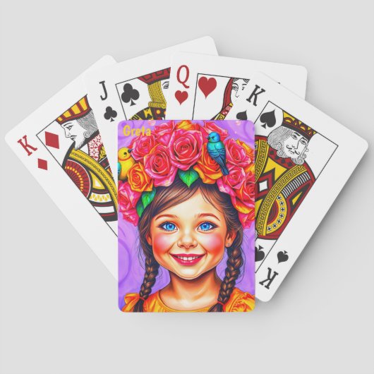 GRETA ~ PAASMOTORKAP ~ Schattigee Meisjesvogels ~ Pokerkaarten (Achterkant)