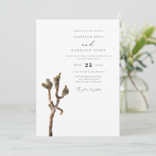GRETA Waterverf Joshua Tree Photo Weddenschap Invi Kaart (Staand voorkant)